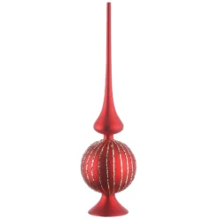 National Tree Company 15" Red Glass Christmas Tree Topper