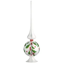 National Tree Company 15" Holly Leaves Glass Christmas Tree Topper