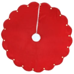 National Tree Company 48" General Store Collection Scalloped Red Tree Skirt