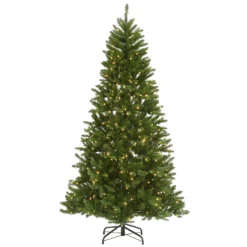 National Tree Company Pre-Lit Artificial Christmas Tree, Peyton Spruce, Green, White Lights, Includes Stand, 6.5 Feet