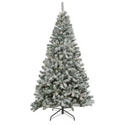 National Tree Company 7.5 Feet Pre-lit Artificial Frosted Bonnyville Spruce Hinged Tree, 700 Clear Lights- UL