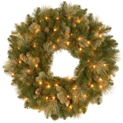National Tree Company Artificial Christmas Wreath, Green, Carolina Pine, Decorated With Pine Cones, Christmas Collection, 30 Inches