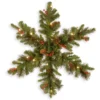 National Tree Company Pre-Lit Artificial Christmas Hanging Snowflake, Green, Crestwood Spruce, Decorated With Pine Cones, Berry Clusters, Christmas Collection, 32 Inches