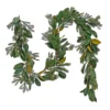 National Tree Company Pre Lit Artificial Garland, Magnolia Mix, Green, Decorated With Leafy Greens, Warm White LED Lights, Battery Powered, Christmas Collection, 9 Feet