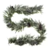 National Tree Company Pre Lit Artificial Garland, Snowy Christmas, Green, Frosted, Decorated With Frosted Pine Cones, Pure White LED Lights, Battery Powered, Christmas Collection, 9 Feet