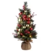 National Tree Company Pre-Lit Artificial Christmas Tree, Green, Dakota Pine, White LED Lights, Decorated With Pine Cones, Ball Ornaments, Includes Cloth Bag Base, Battery Operated, 3 Feet