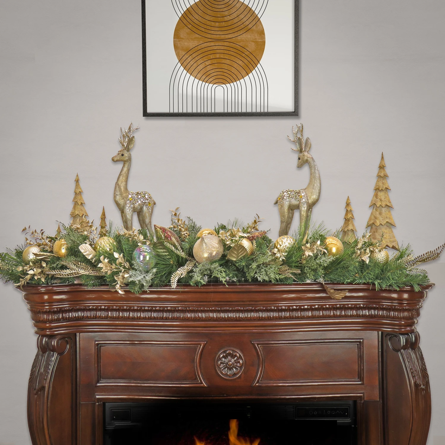 National Tree Company 60" HGTV Home Collection Champagne Wishes Mantle Swag - Image 2