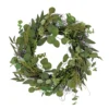 National Tree Company Artificial Wreath Decoration, Green, Woven Branch Base, Decorated With Eucalyptus Leaves, Baby's Breath, Flowing Green Stems, Spring Collection, 22 Inches