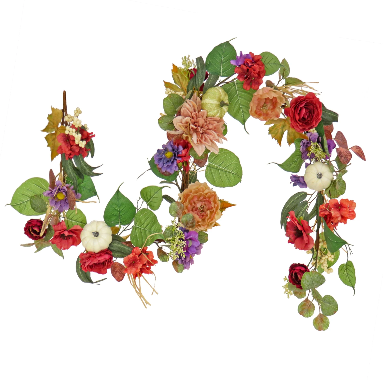 National Tree Company 6 Ft Harvest Serenity Floral And Pumpkins Garland