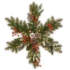 National Tree Company Pre-Lit Artificial Christmas Hanging Snowflake, Green, Frosted Berry Pine, Decorated With Pine Cones, Berry Clusters, Frosted Branches, Christmas Collection, 32 Inches