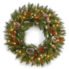 National Tree Company Pre-Lit Artificial Christmas Wreath, Green, Frosted Berry, White Lights, Decorated With Pine Cones, Berry Clusters, Frosted Branches, Christmas Collection, 30 Inches