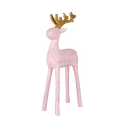 National Tree Company First Traditions 12" Woodgrain Reindeer Decor, Pink