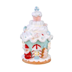 National Tree Company First Traditions 8" Santa Cake House With Lights