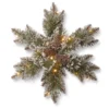 National Tree Company Pre-Lit Artificial Christmas Hanging Snowflake, Green, Glittery Bristle Pine, Decorated With Pine Cones, Frosted Branches, Christmas Collection, 18 Inches