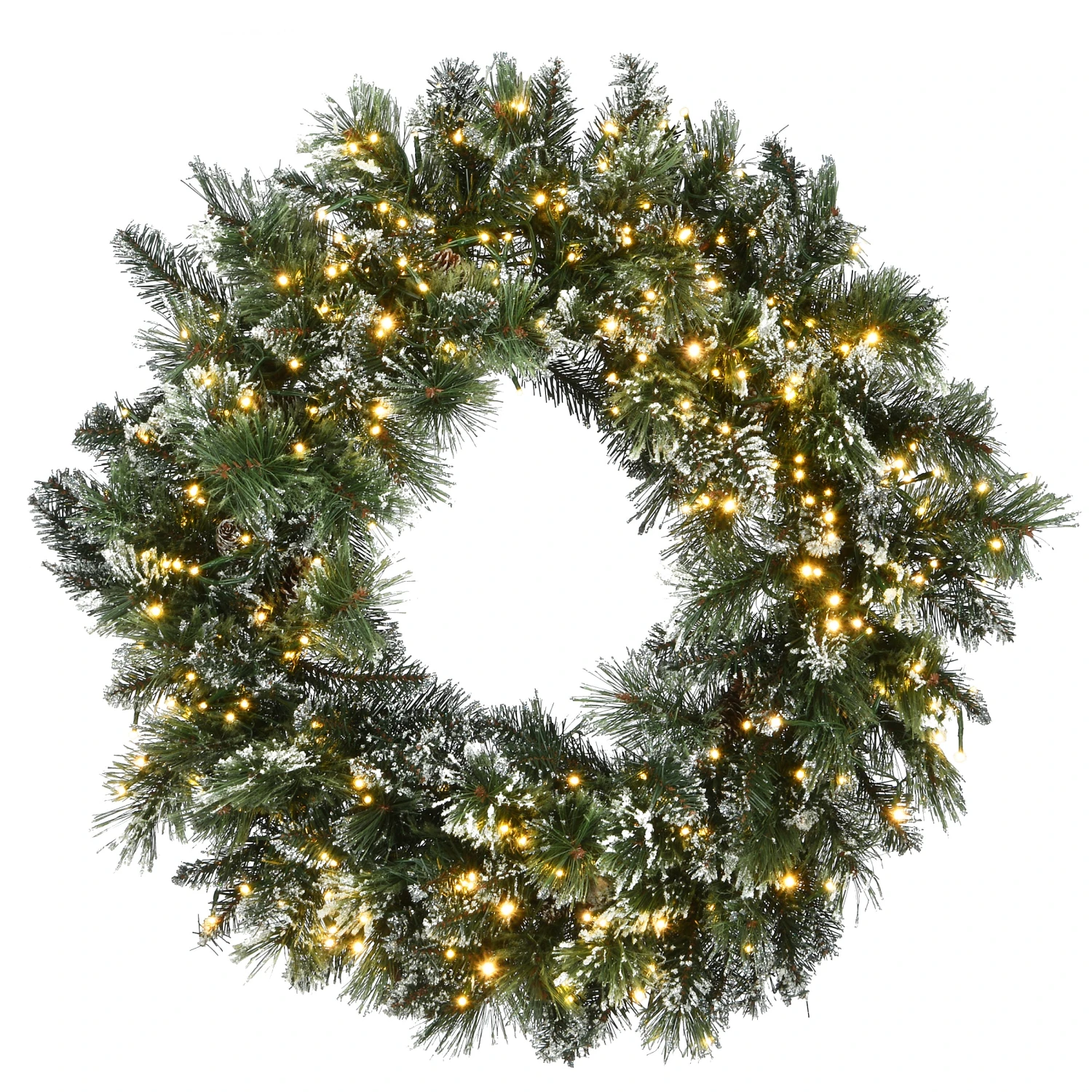 National Tree Company 30" Glittery Bristle Pine Wreath With Dual Color® LED Cosmic Lights®