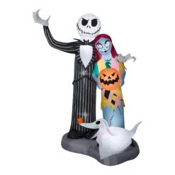 National Tree Company Halloween Inflatable Decoration, Black, Jack Skellington And Friends, Self Inflating, Plug In, 6 Feet