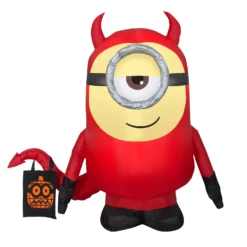 National Tree Company Halloween Inflatable Decoration, Red, Minion Dave, Self Inflating, Plug In, 42 Inches