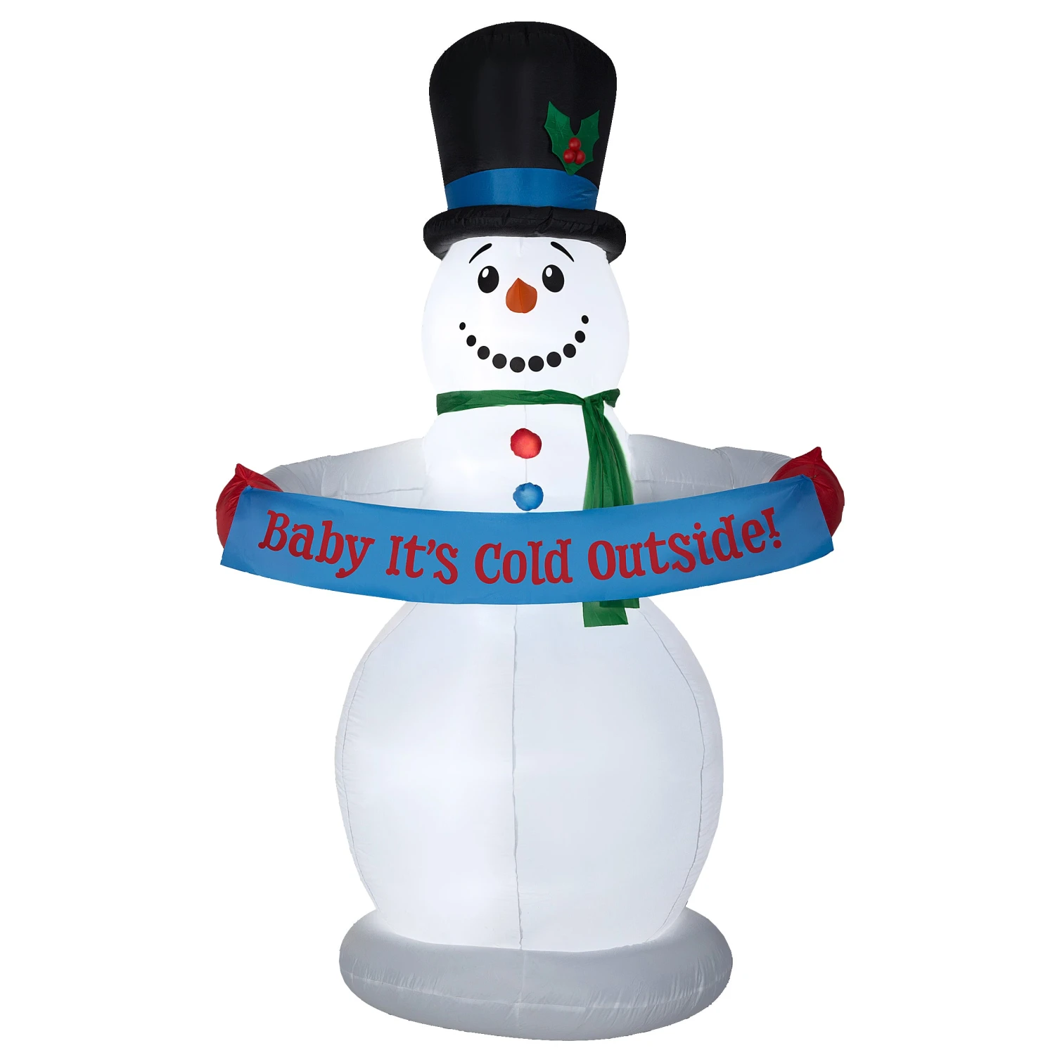 National Tree Company Inflatable Snowman With Sign, LED Lights, Plug In, Christmas Collection, 8 Feet