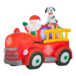 National Tree Company Inflatable Santa In Vintage Firetruck, LED Lights, Plug In, Christmas Collection, 6 Feet