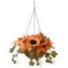National Tree Company 18" Hanging Basket With Ivy Leaves, 3 Sunflowers, 3 Cones, 3 Berries, 3 Gourds & 1 Pumpkin