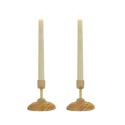 National Tree Company HGTV Home Collection Flameless Heritage Candle Pair, Natural Base