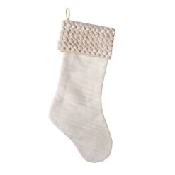 National Tree Company 20" HGTV Home Collection Textured Cuff Stocking, Ivory