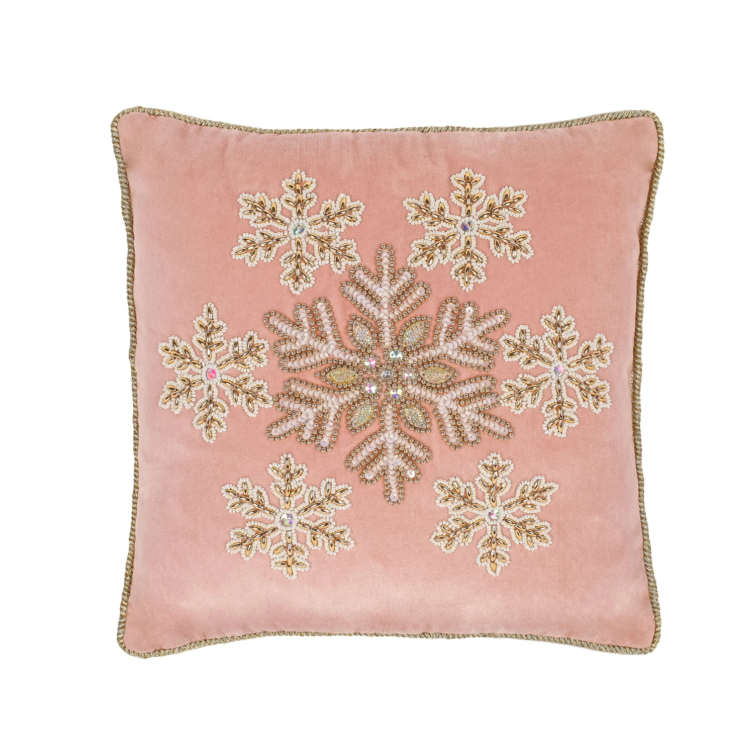 National Tree Company 14" HGTV Home Collection Beaded Snowflake Velvet Pillow