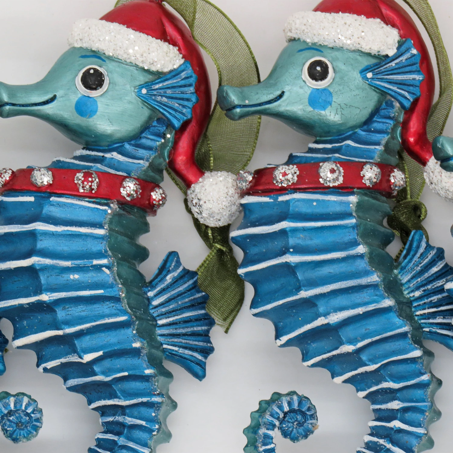 National Tree Company 4 Piece HGTV Home Collection Teal Seahorse Ornaments - Image 3