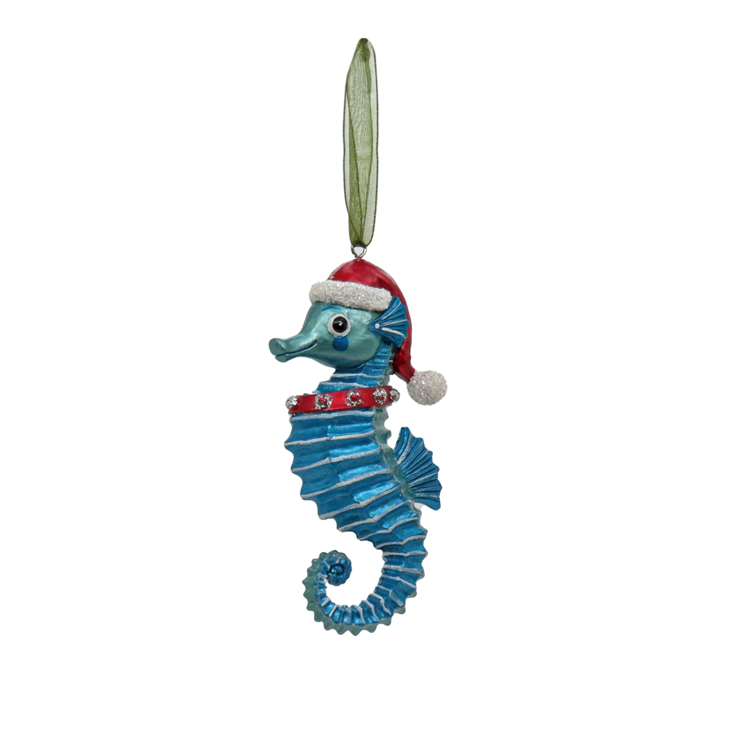 National Tree Company 4 Piece HGTV Home Collection Teal Seahorse Ornaments - Image 5