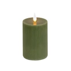 National Tree Company 3x7 HGTV Home Collection Flameless Georgetown Pillar Candle, Dk Green