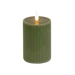 National Tree Company 4x8 HGTV Home Collection Flameless Georgetown Pillar Candle, Dk Green
