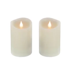 National Tree Company 2x5 HGTV Home Collection Flameless Heritage Pillar Candle Pair, Ivory