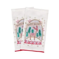National Tree Company 18" HGTV Home Collection Christmas Snow Globe Guest Towel Pair