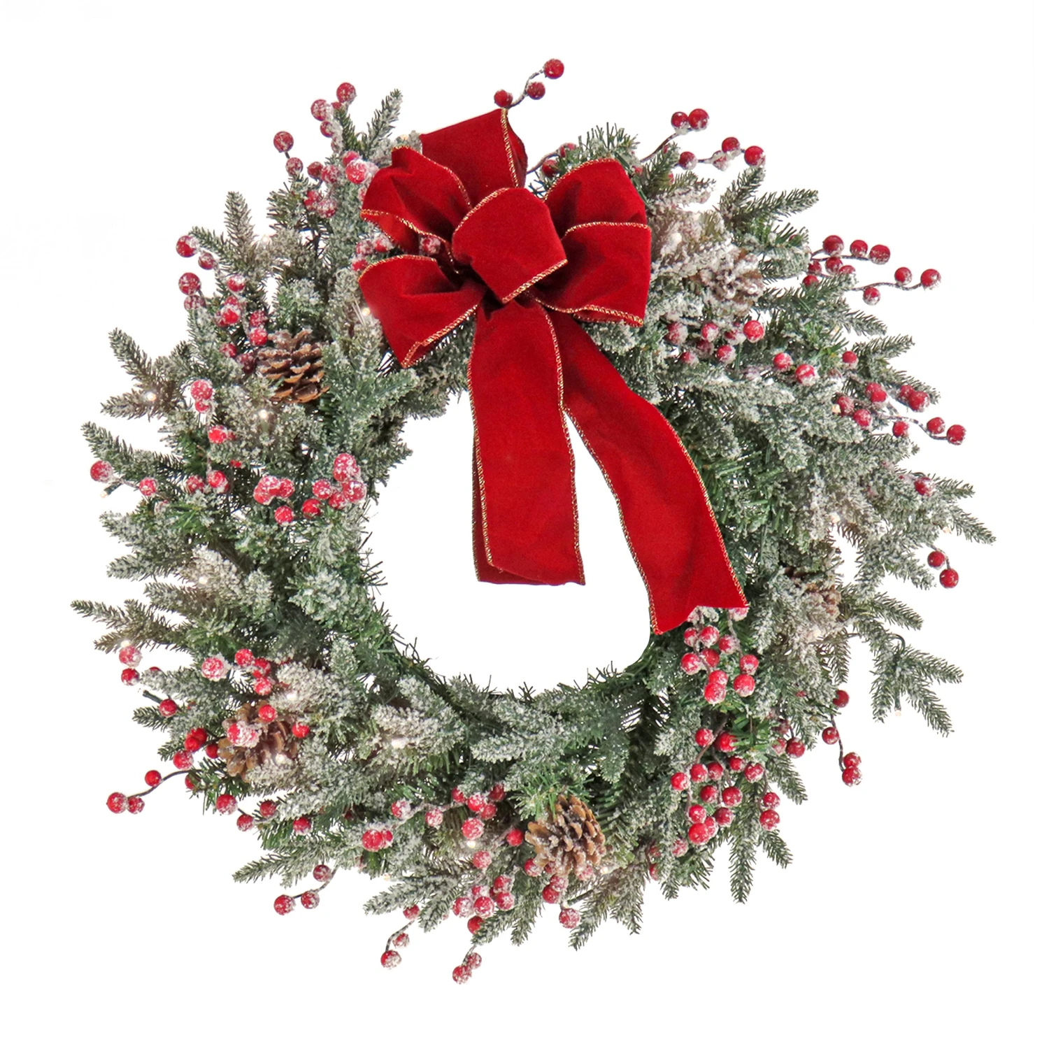 National Tree Company 22" HGTV Home Collection Pre-Lit Frosted Traditions Wreath
