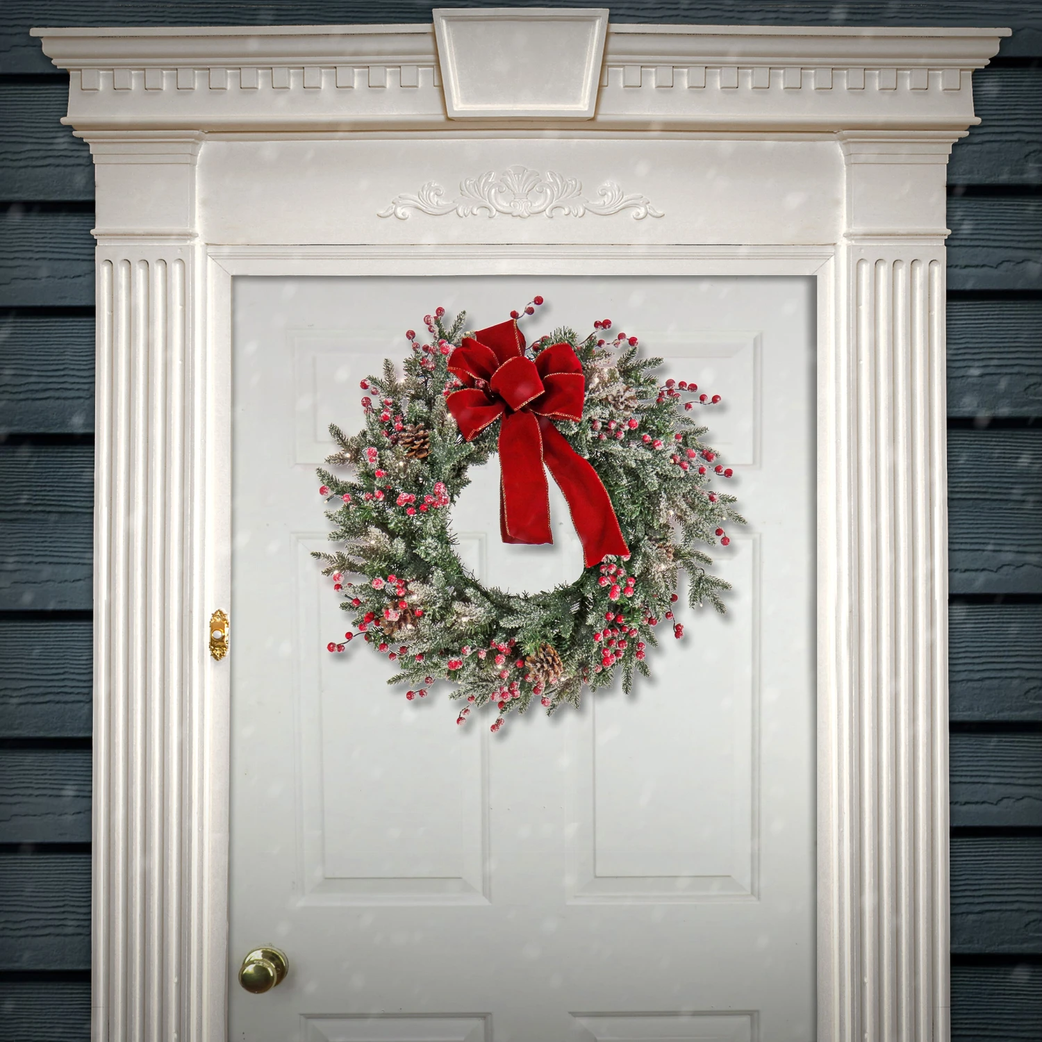 National Tree Company 22" HGTV Home Collection Pre-Lit Frosted Traditions Wreath - Image 2