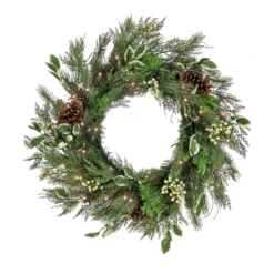 National Tree Company 28" HGTV Home Collection Pre-Lit Holly And Berry Wreath