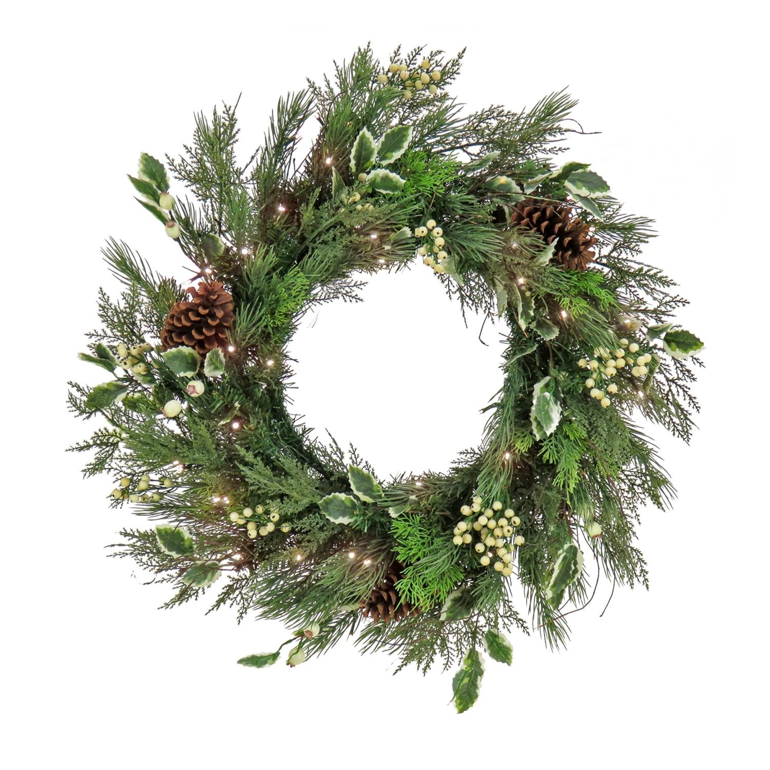 National Tree Company 28" HGTV Home Collection Pre-Lit Holly And Berry Wreath