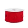 National Tree Company 3" HGTV Home Collection Dupioni Button Ribbon, Red