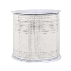 National Tree Company 3" HGTV Home Collection Double-Fused Silver Plaid Ribbon