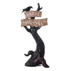 National Tree Company Halloween Tabletop Decoration, Black, Happy Halloween Tree, 32 Inches