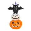 National Tree Company Halloween Pre Lit Tabletop Decoration, Orange, Bat Standing On Pumpkins, LED Lights, Battery Operated, 22 Inches