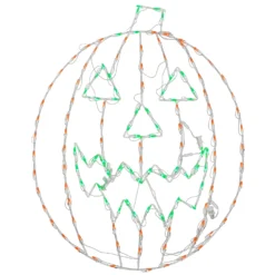 National Tree Company Halloween Lighted Sign Decoration, White, Jack O' Lantern, LED Lights, Plug In, 44 Inches