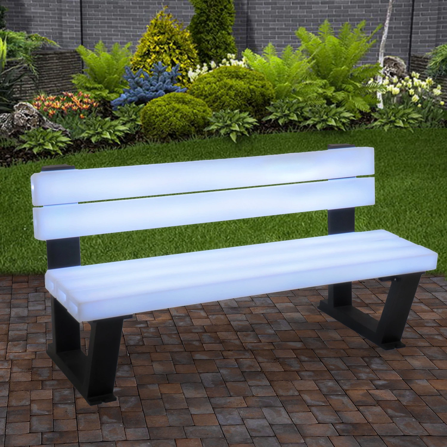 National Tree Company 57" Dynamic Illuminations Park Bench With Multi-Function LED Lights - Image 2