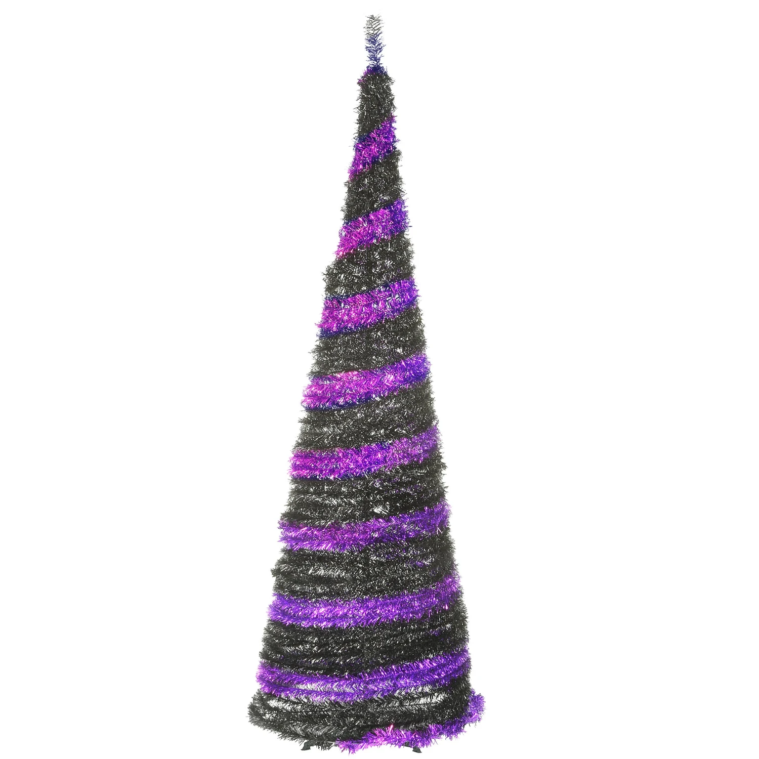 National Tree Company Halloween Pre-Lit Artificial Tree, Black, Evergreen, LED Lights, Includes Stand, 7.5 Feet