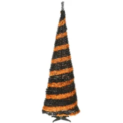 National Tree Company Halloween Artificial Tree, Black And Orange, Tinsel, Includes Stand, 7.5 Feet