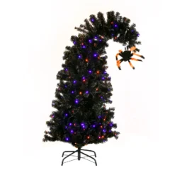 National Tree Company Halloween Pre Lit Artificial Tree Decoration, Black, Curved, LED Lights, Plug In, 6 Feet