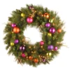 National Tree Company Pre-Lit Artificial Christmas Wreath, Green, Kaleidoscope, White Lights, Decorated With Berry Clusters, Ball Ornaments, Christmas Collection, 30 Inches