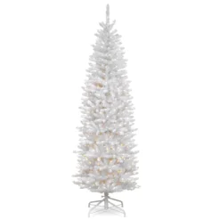National Tree Company 6.5 Ft Kingswood White Fir Pencil Tree With Clear Lights