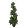 National Tree Company 4 Ft. Pre-Lit Boxwood Spiral Topiary In Black Nursery Pot