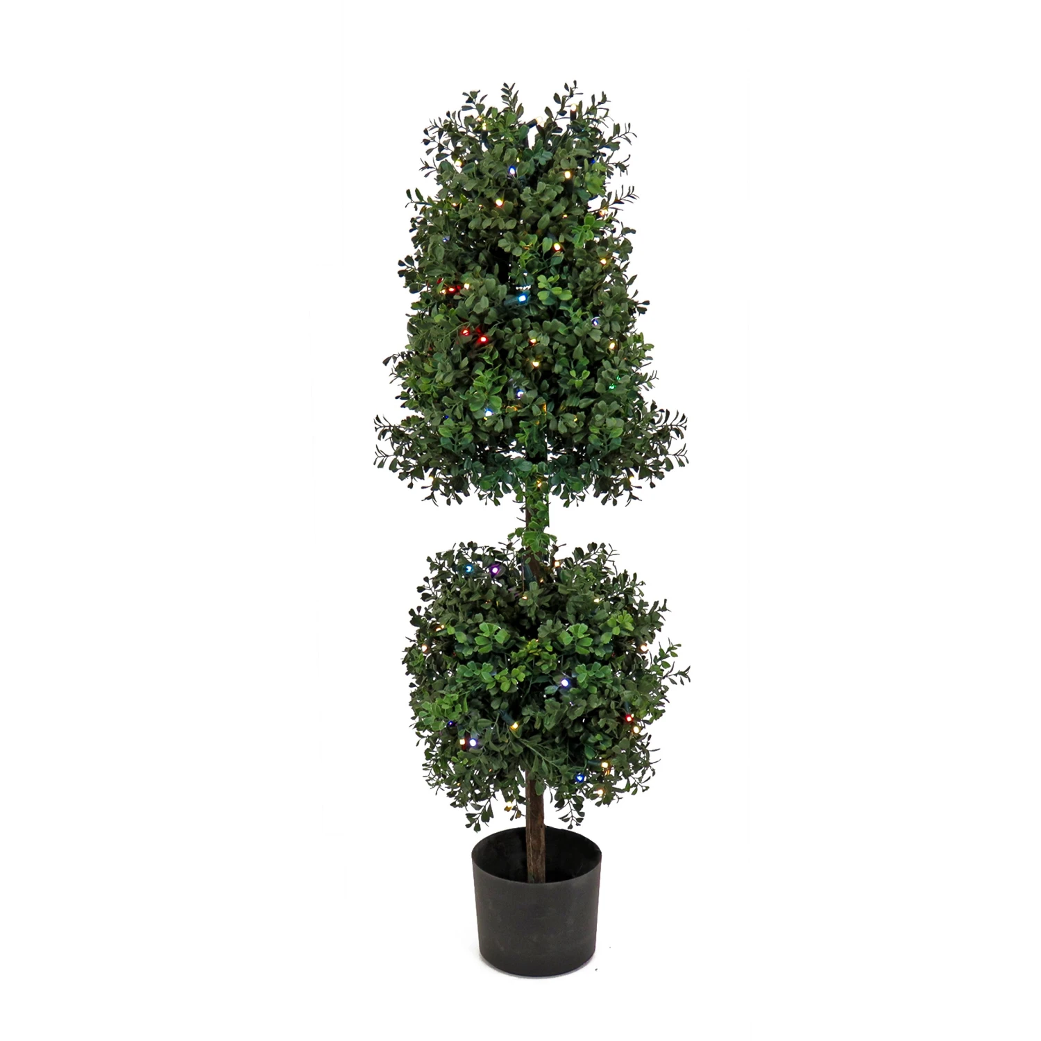 National Tree Company 4 Ft. Boxwood Cone And Ball Topiary With Multi-Function LED Lights